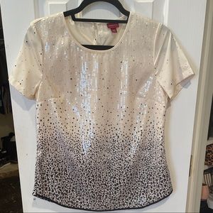 Short sleeve sequin blouse top
